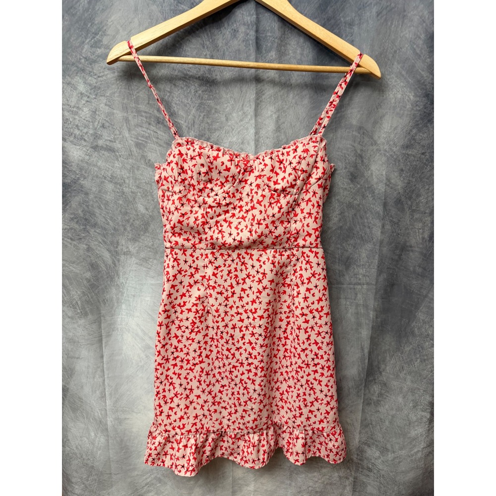 Princess Polly Pink Red Floral Star Mini Dress Romantic Coquette Vibe Size 2